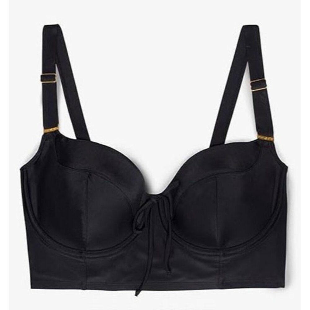 Smart & Sexy Women's Plus-Size Long Lined Underwire Black Bikini Top 40D NWOT